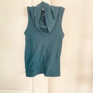 Time and Tru Cowlneck Sleeveless Turtleneck Sweater Teal Size M